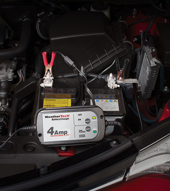 battery charger installed on a vehicle's battery